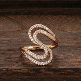 New Arrival Filled 14K Rose Gold Geometric Wave AAA Zircon Diamonds Rings for Women - Wedding Fashion Jewellery