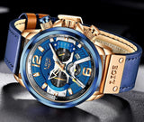 New Arrival Top Brand Leather Chronograph Waterproof Sport Automatic Date Quartz Mens Watches - The Jewellery Supermarket