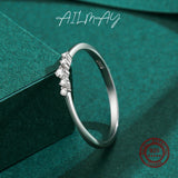 Delicate, Curved Silhouette AAAA Lab Created Diamond Charm Silver Stackable Ring