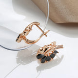 14K Filled Gold AAA Black Zircon Crystals Clip Drop Statement Earrings Fashion Jewellery