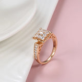 Luxury Crystal Flower Superb Design Filled 14K Rose Gold AAA Zircon Diamonds Big Ring - Fine Vintage Jewellery