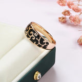Excellent Luxury 14K Filled Rose Gold Black Enamel Ring Unusual Ethnic Pattern Rings - Creative Fashion Jewellery