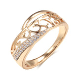 Beautiful Ethnic Hollow Flower Rolled 14K Rose Gold AAA Zircon Diamonds Ring - Daily Vintage Jewellery