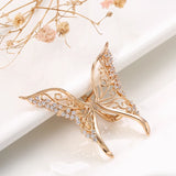 Luxury 14K Rolled Gold AAA Zircon Diamonds Dazzling Hollow Butterfly Stud Earring