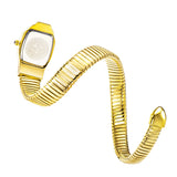 Hot Fashion Stainless Steel Bangle Snake Shape Zircon Diamond Ladies Watches - Quartz Silver Colour Wristwatches