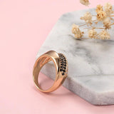 Luxury Geometric Cross 14K Filled Rose Gold AAA Black White Zircon Diamond Rings for Women - Fine Daily Jewellery