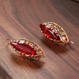 14K Gold Filled Vintage Rhombus Cut Red Blue Green AAA Zircon Crystal Hollow Drop Earrings