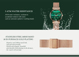 Elegant Fashion Green Malachite Dial Casual Ladies Watches - Stainless Steel Strap Waterproof Quartz Wristwatches