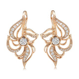 Luxury Micro Inlay AAA Zircon 14K Filled Rose Gold Hollow Flower Symmetry Piercing Hoops Clip Earrings