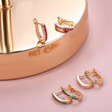 14 Karat Gold Filled Row Heart & Arrow Multi Colour AAA Zircon Crystal Climber Earrings