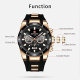 Popular Brand Fashion Business Sport Silicone Strap Luxury Date Waterproof Quartz Chronograph Watches for Men - The Jewellery Supermarket