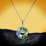 Genuine Handmade Green Bamboo Leaves Luminous AAA Zircon Diamonds Necklace