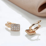 14K Gold Filled New Trend Geometric Arrangement AAA Zircon Diamonds  Gold Edge Earrings