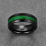 New Vintage Inlaid Maple Electroplated Black Tungsten Carbide Ring with Green Line - Wedding Jewellery - The Jewellery Supermarket