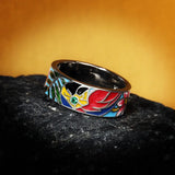 925 Sterling Silver Colourful Enamel Charming Flower AAA Cubic Zircon Ring