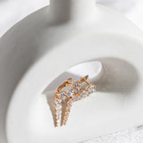 14K Rolled Gold Full Claw Inlay AAA Zircon Diamonds Decreasing Design Drop Earrings