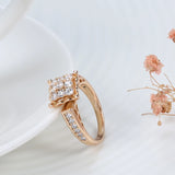 Luxury Crystal Flower Superb Design Filled 14K Rose Gold AAA Zircon Diamonds Big Ring - Fine Vintage Jewellery