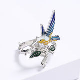 New Hummingbird Design AAA Zircon Epoxy Creative Bird Handmade Enamel Ring