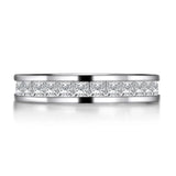 New Silver Full Eternity Princess Cut Simulated Diamond Engagement Wedding Ring