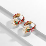 New Fashion Enamel Flower Huggie Hoop Vintage Boho Circle Handmade Earrings