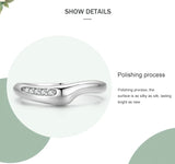 New Sleek Wavy Sterling Silver Clear AAAA Lab Created Diamonds Personality Ring