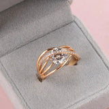 Superb 14K Filled Gold Large AAA Zircon Diamonds Heart & Arrow Cupid Cut Stone Rings