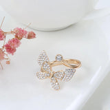 Luxury Shiny Lovely New Fashion 14K Rolled Rose Gold AAA Zircon Diamonds Butterfly Ring for Women Fine Jewellery