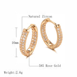 14K Rolled Gold Classic Double Layer Full AAA Zircon Diamonds Women Hoop Earrings
