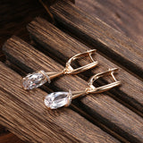 14K Gold Filled Teardrop Blue White AAA Zircon Diamonds inlay Pendant Elegant Earrings