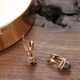 14K Rolled Gold Inlay Gradient AAA Zircon Diamonds New Trendy Geometric Clip Earrings