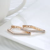 14K Gold Filled Trendy Rhombus Shape AAA Zircon Diamonds Hollow Back Elegant Earrings