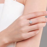 Fashion Sterling Silver Sparkling Round Clear AAAA Lab Created Diamond Charm Ring
