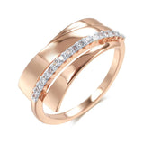 Brand New Luxury Crystal Flower Fashion 14K Rolled Rose Gold AAA Zircon Diamonds Ring - Vintage Wedding Jewellery