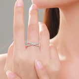Elegant Silver Classic Dazzling Staggered Line AAAA Lab Created Diamond Ring
