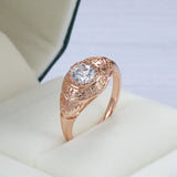 Marvelous Filled 14K Rose Gold Faith Ring Micro-wax Inlay AAA Zircon Diamond Ring - Fine Religious Jewellery