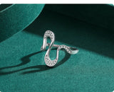Open, Irregular Wave Design Dazzling AAAA Lab Created Diamonds Silver Ring