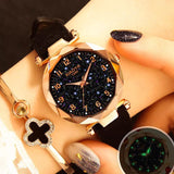 New Arrival Luxury Starry Sky Watches For Women - Fashion Ladies Quartz Red Leather Waterproof Wristwatches