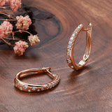 14K Gold Filled AAA Zircon Diamonds Women Clip Elegant Curve Bling Hoop Earrings