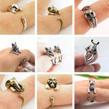 Antique Rabbit Owl Fish Adjustable Rings for Women and Girls -  Knuckle Fashion Animal Dog Cat Deer Rings - The Jewellery Supermarket
