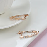 14K Gold Filled Long Clip Full Inlay AAA Zircon Diamonds Drop Elegant Hoop Earrings