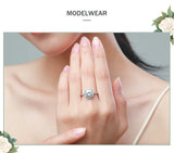 Exquisite Round Cut Dazzling AAAA Lab Created Diamond Solitaire Silver Ring