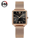 Elegant Green Dial Roman Square Ladies Rose Gold Plated Case Watches Quartz Stainless Steel Fashion Wristwatches