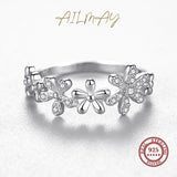 Exquisite Sterling Silver Little Daisy Flowers AAAA Lab Created Diamond Ring