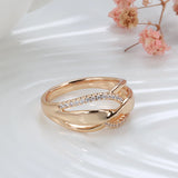 14 Karat Gold Filled Geometric Hollow AAA Zircon Diamonds Wave Design Rings for Women