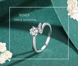 Six Claw Asymmetry Sterling Silver Fashion Clear AAAA Lab Created Diamond Ring