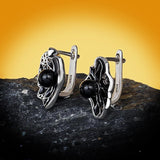 Black Hollow Pearl Fashion Enamel Handmade Epoxy Enamel 925 Silver Earrings