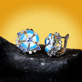 925 Silver Plated Blue Flower Handmade Enamel Silver Stud Earrings