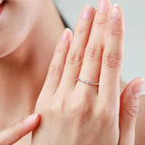 Simple Stackable 925 Sterling Silver AAAA Lab Created Diamond Ring Fine Jewellery