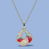 Colourful Handmade Enamel Epoxy White AAA Zircon Diamonds Pendant Necklace