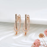 14K Gold Filled Elegant Black White AAA Zircon Crystals Geometric Glossy Earrings